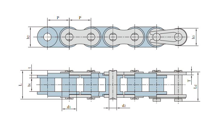 4 Engineering plastic inner link light-duty conveyor chains产品图纸