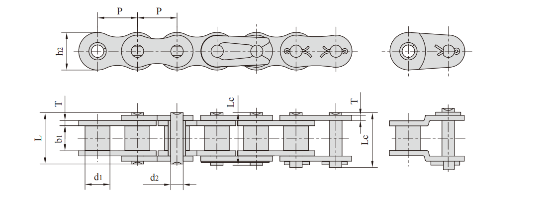Stainless steel short pitch roller chains产品图纸1