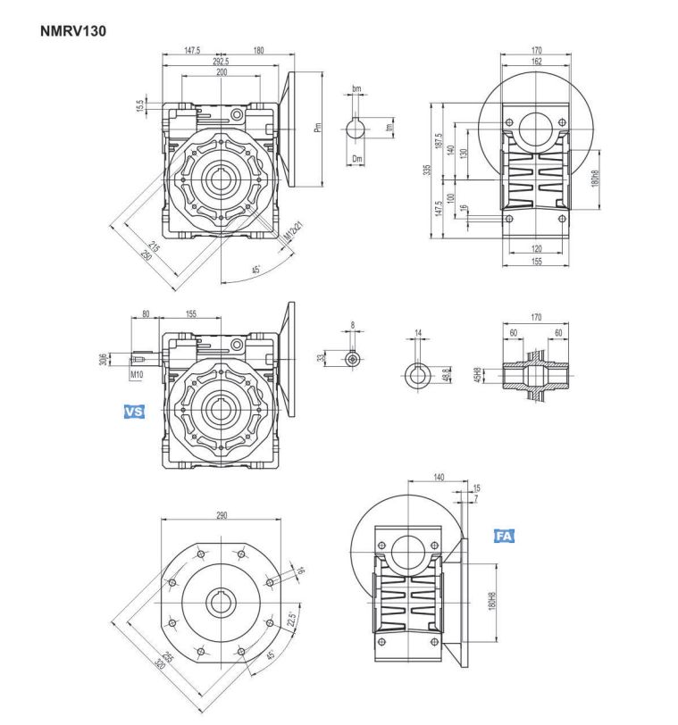 Dimensions of gear box图纸3-8