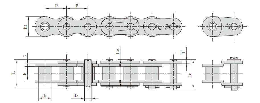 4 SH series high strength short pitch roller chains产品图纸