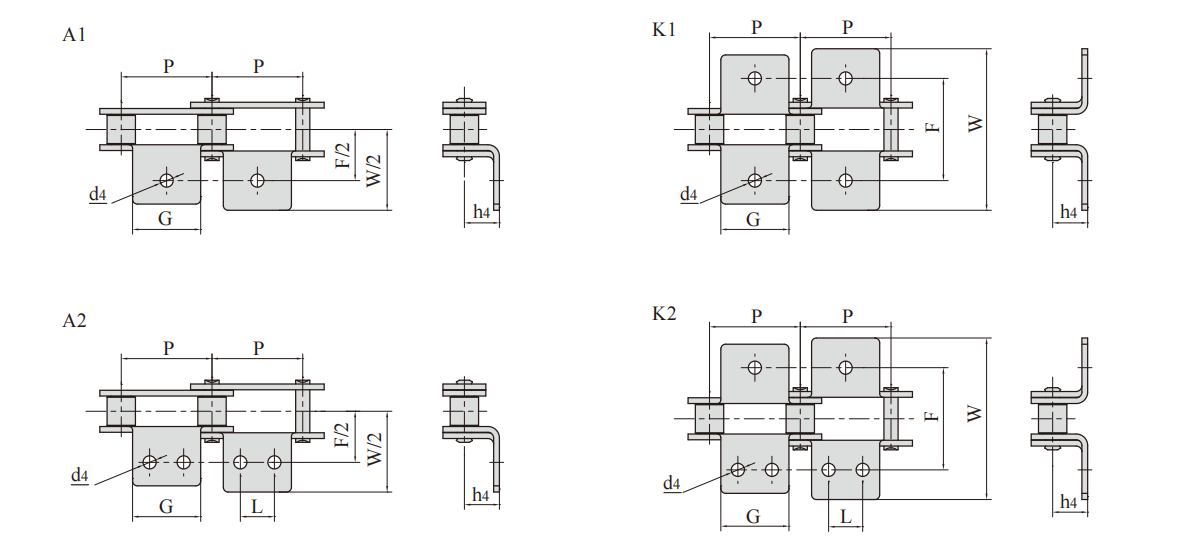 Stainless steel double pitch conveyor chain attachments产品图纸1