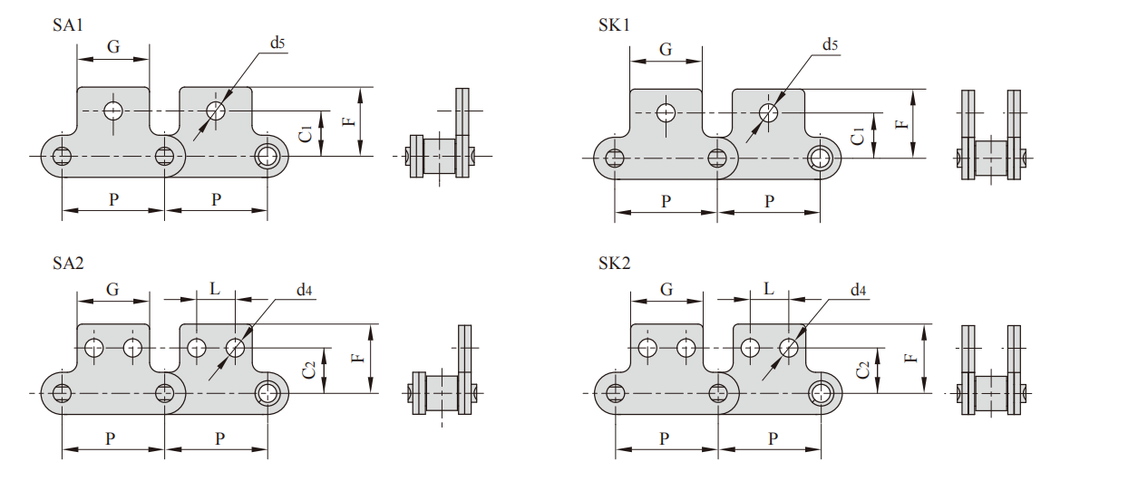 Stainless steel double pitch conveyor chain attachments产品图纸2