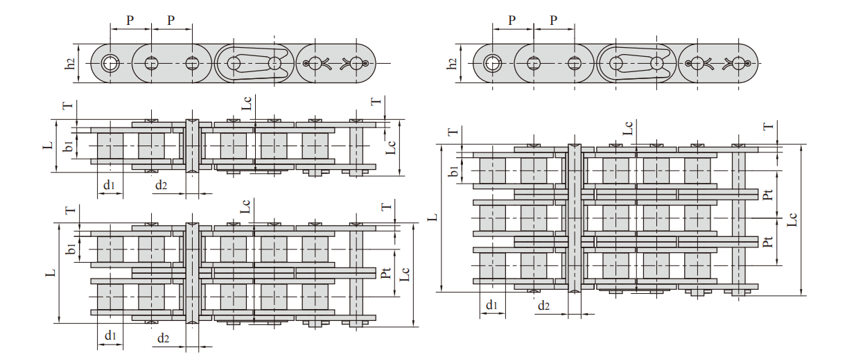 Stainless steel short pitch roller chain with straight side plate产品图纸2