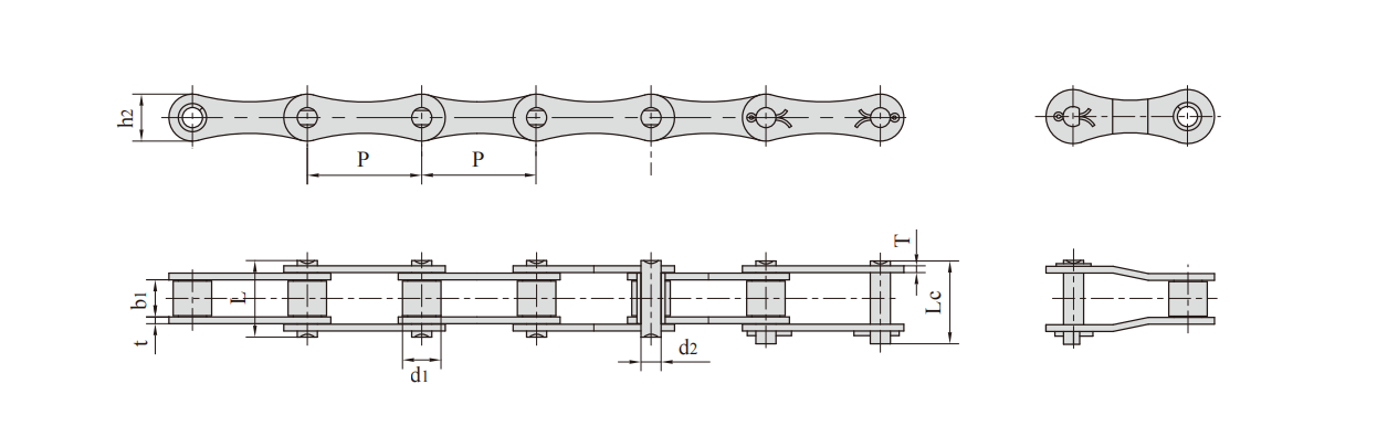 Stainless steel double pitch roller chains产品图纸1