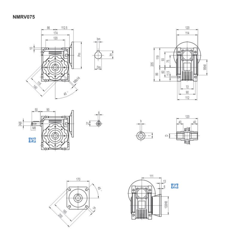 Dimensions of gear box图纸3-5