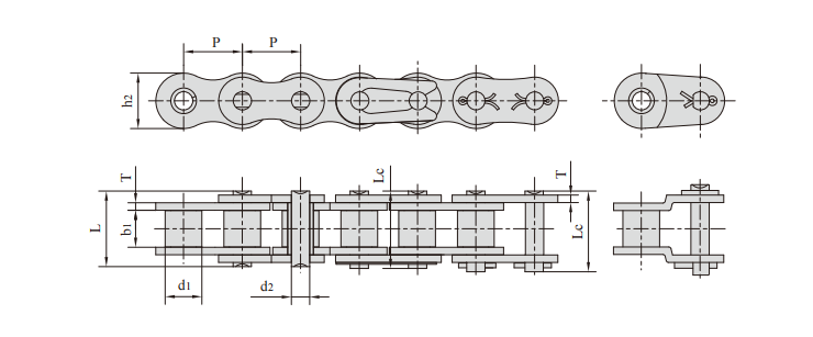 1 A series Simplex roller chains & bush chains产品图纸