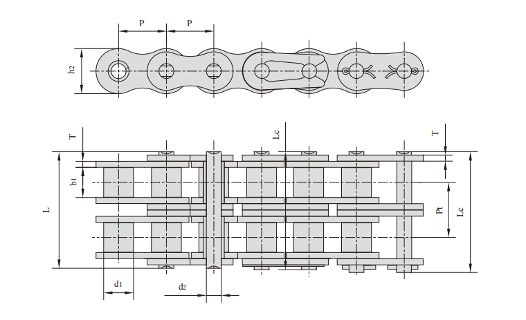 9 Heavy duty series Duplex roller chains & bush chains产品图纸