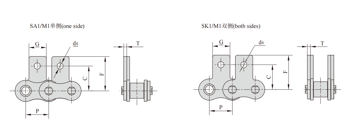 Stainless steel short pitch roller chain attachments产品图纸2