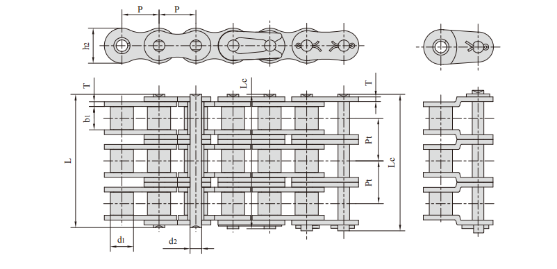 3 A series Triplex roller chains & bush chains产品图纸