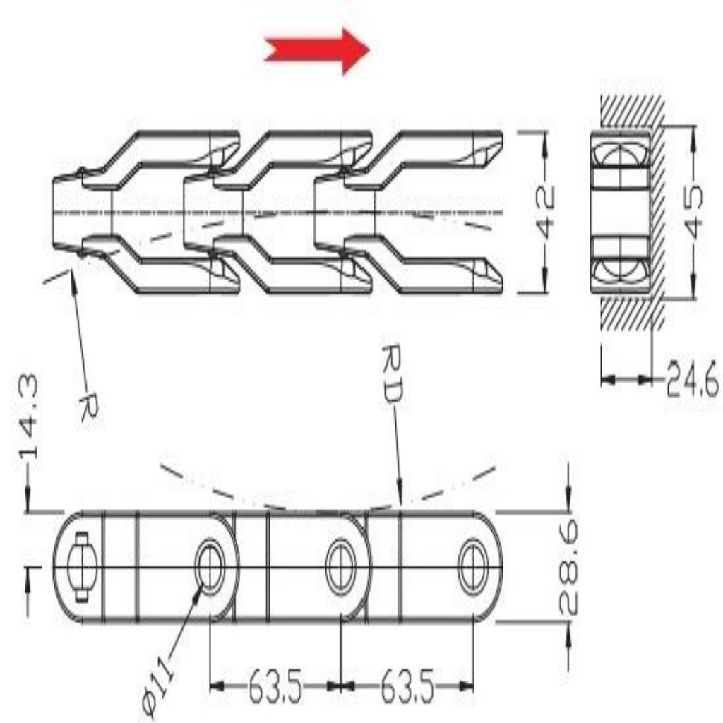 2600 Straight Run Single Hinge Chain图纸