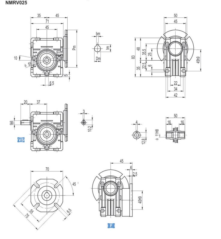 Dimensions of gear box图纸3