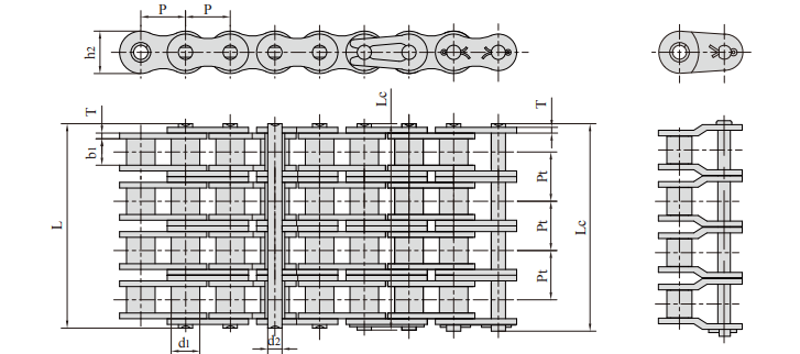 4 A series Multiple strand roller chains产品图纸