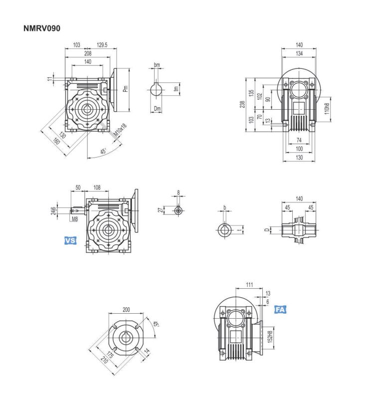Dimensions of gear box图纸3-6