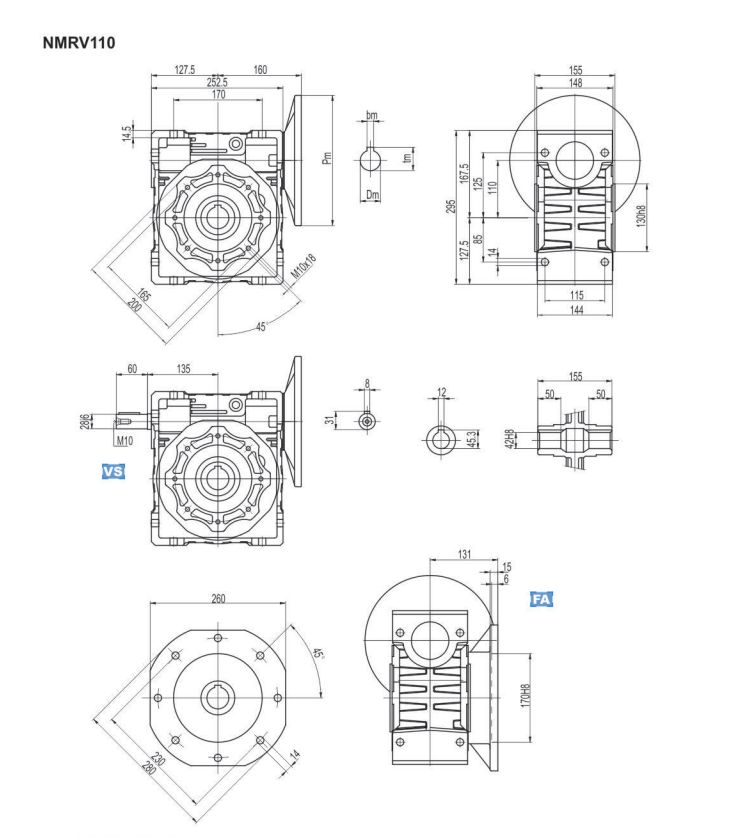 Dimensions of gear box图纸3-7