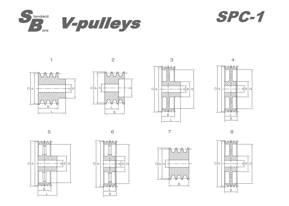 SPC-1 Stock Bore V-pulleys 产品图纸