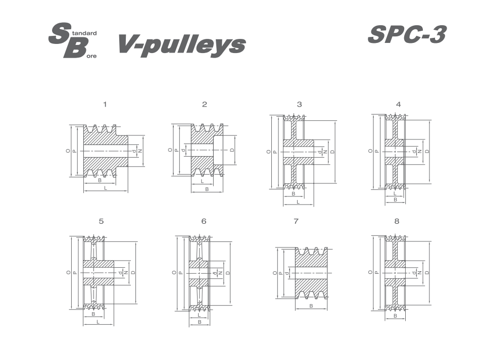 SPC-3 Stock Bore V-pulleys 产品图纸