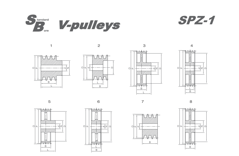 SPZ-1 Stock Bore V-pulleys 产品图纸