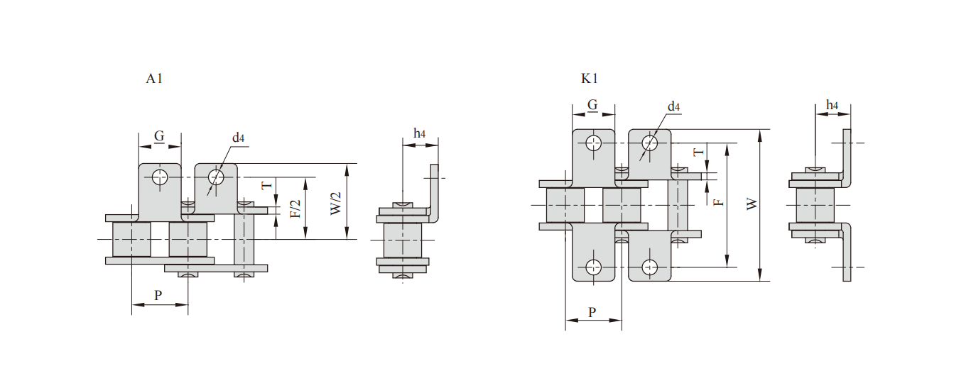 Stainless steel short pitch roller chain attachments产品图纸1