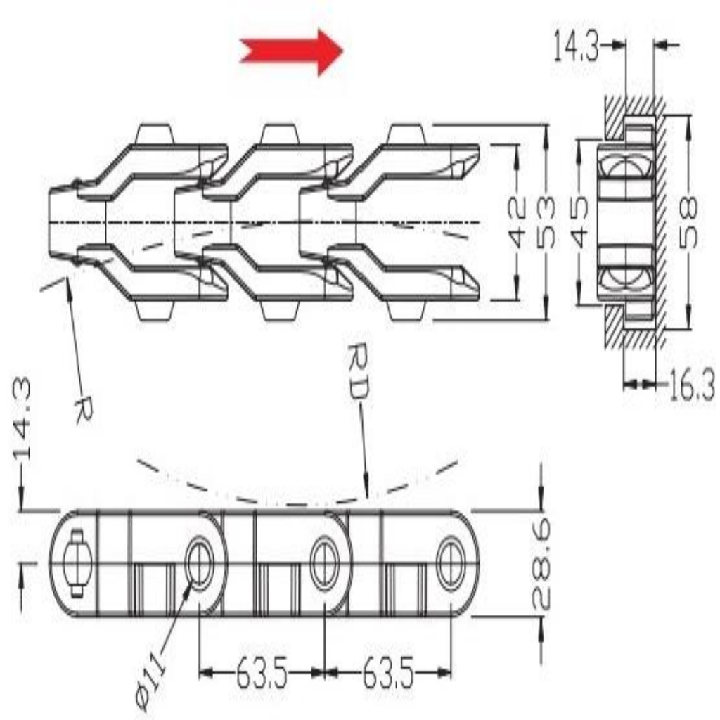 2600TAB Straight Run Single Hinge Chain图纸