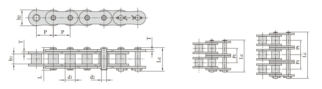2 SP series high strength short pitch roller chains产品图纸