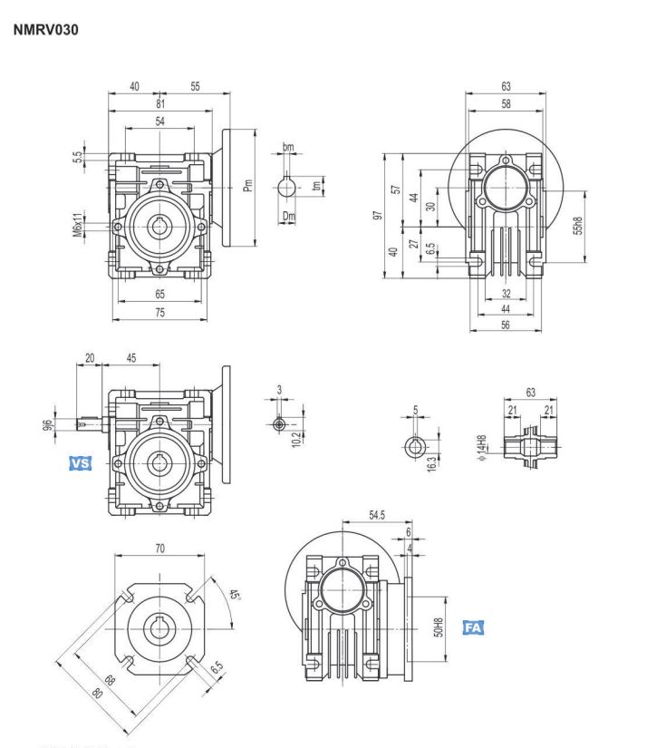 Dimensions of gear box图纸3-1